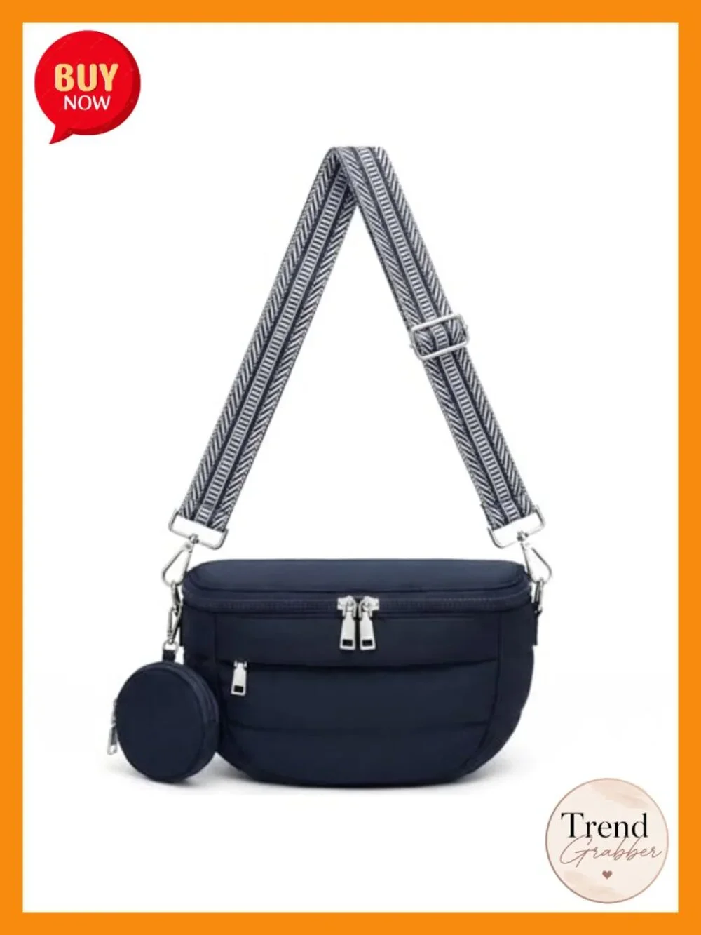 Lightweight Puffer Crossbody Bag with RFID Blocking Pocket & Removable Coin